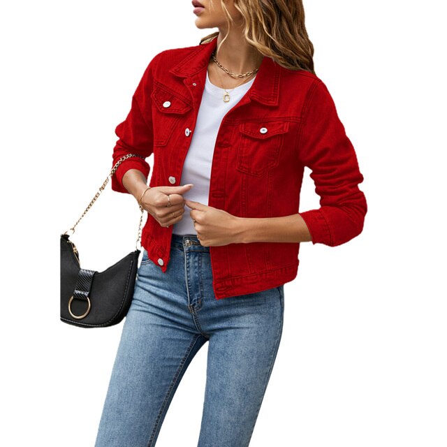 Women’s Cropped Button-Up Denim Jacket