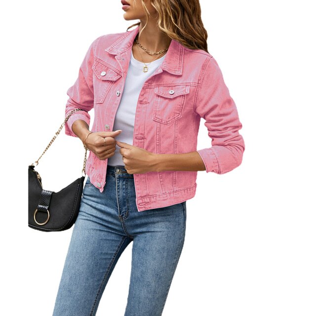 Women’s Cropped Button-Up Denim Jacket