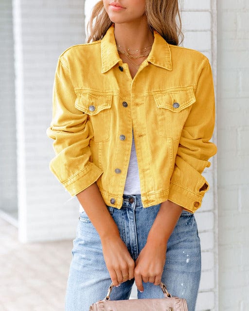 Women’s Cropped Denim-Style Button Jacket