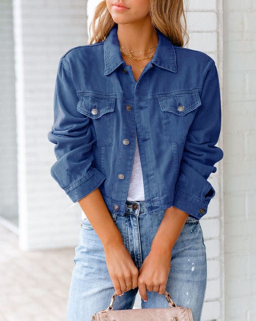 Women’s Cropped Button-Up Denim Jacket