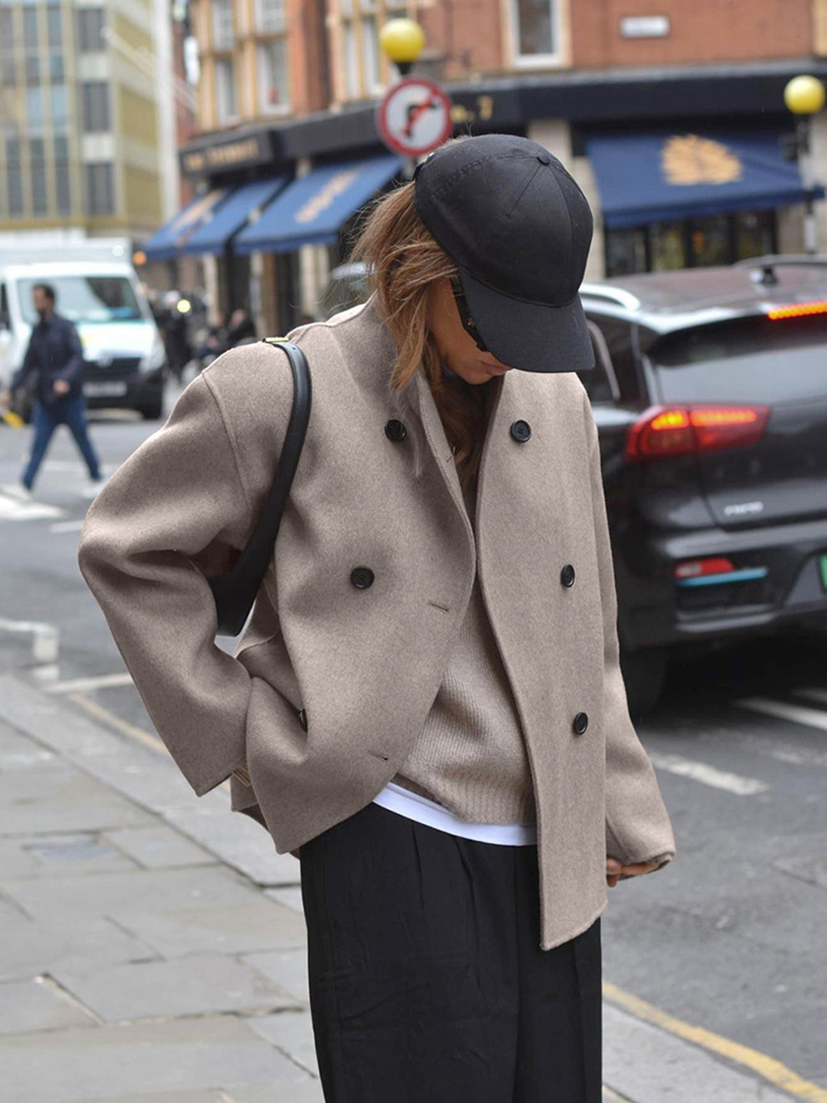 Double Breasted Short Wool Blend Jacket for Chic Everyday Style