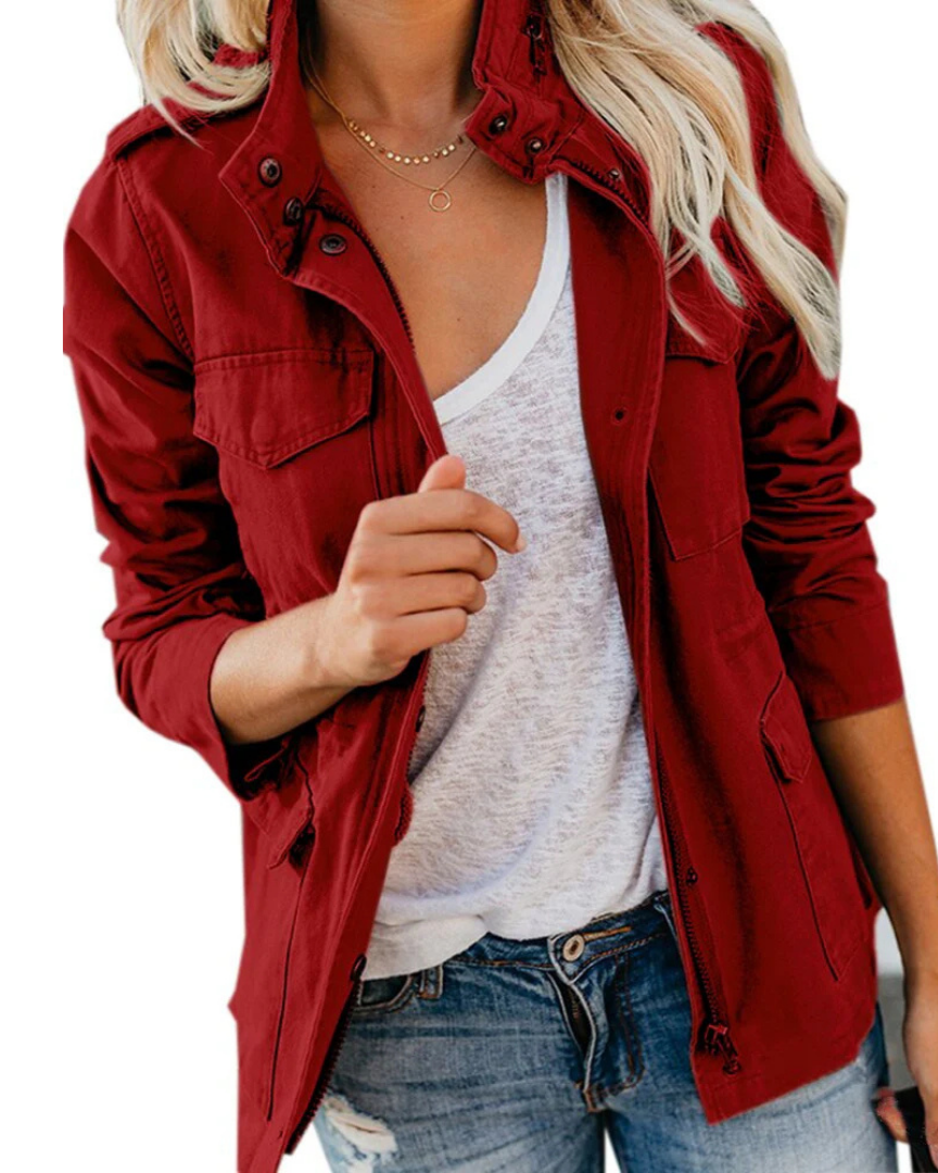 Women’s Casual Utility Jacket – Lightweight Button-Up Everyday Outerwear