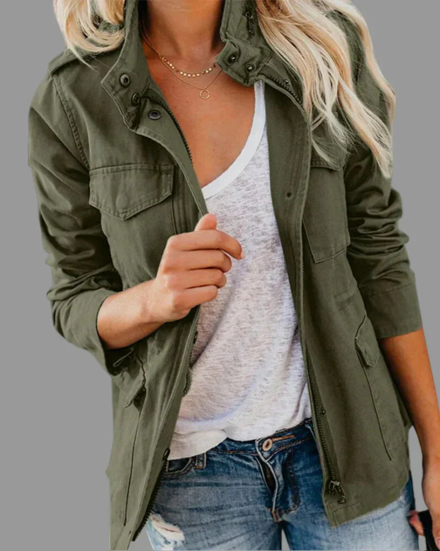 Women’s Casual Utility Jacket – Lightweight Button-Up Everyday Outerwear