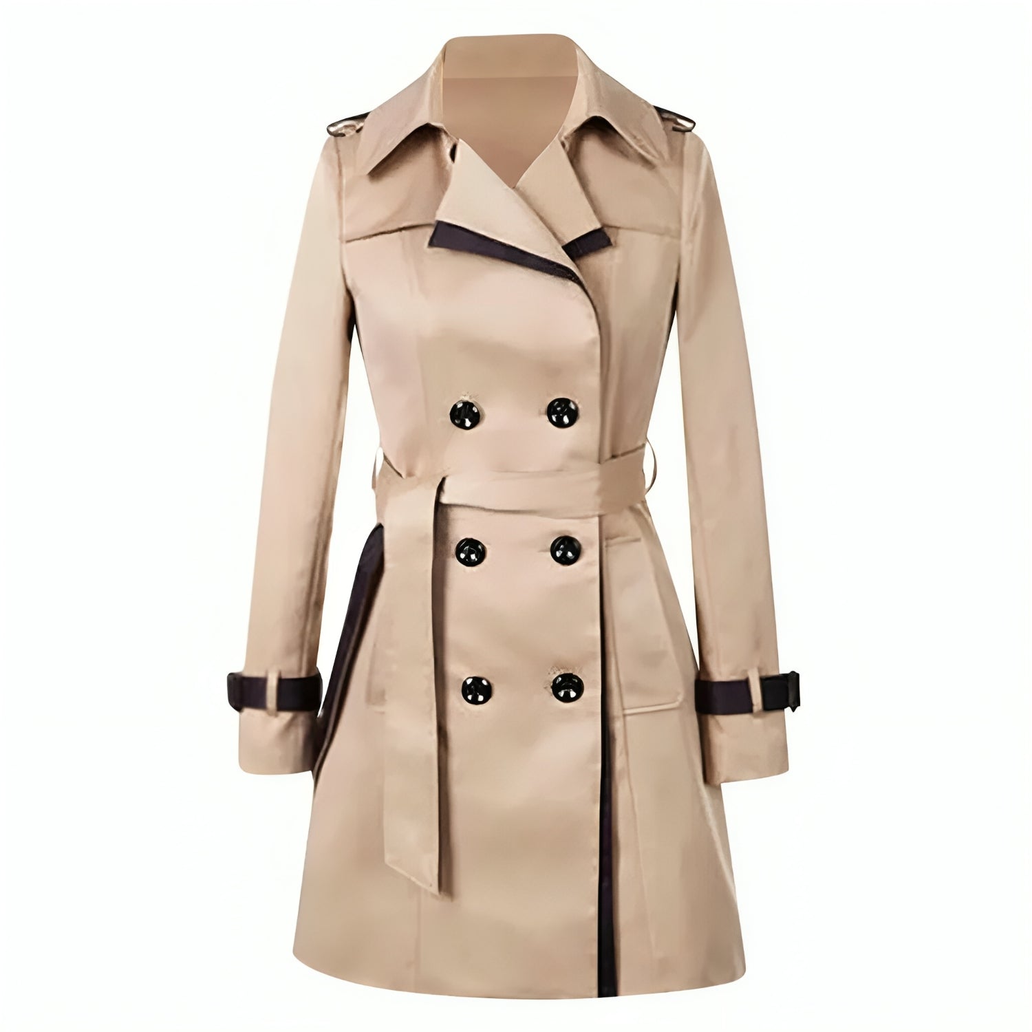 Elegant Double-Breasted Tailored Trench Coat for Women