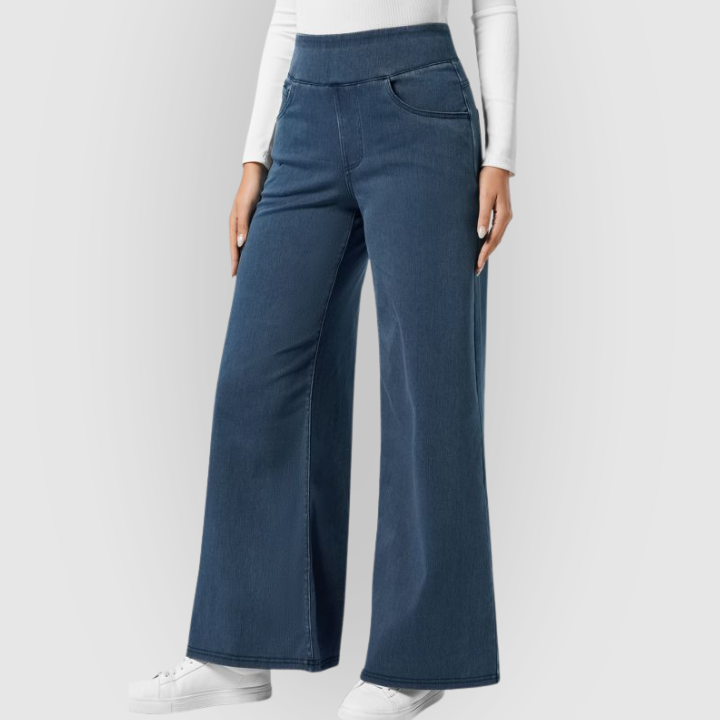 High-Waist Wide-Leg Stretch Denim Women’s Pants