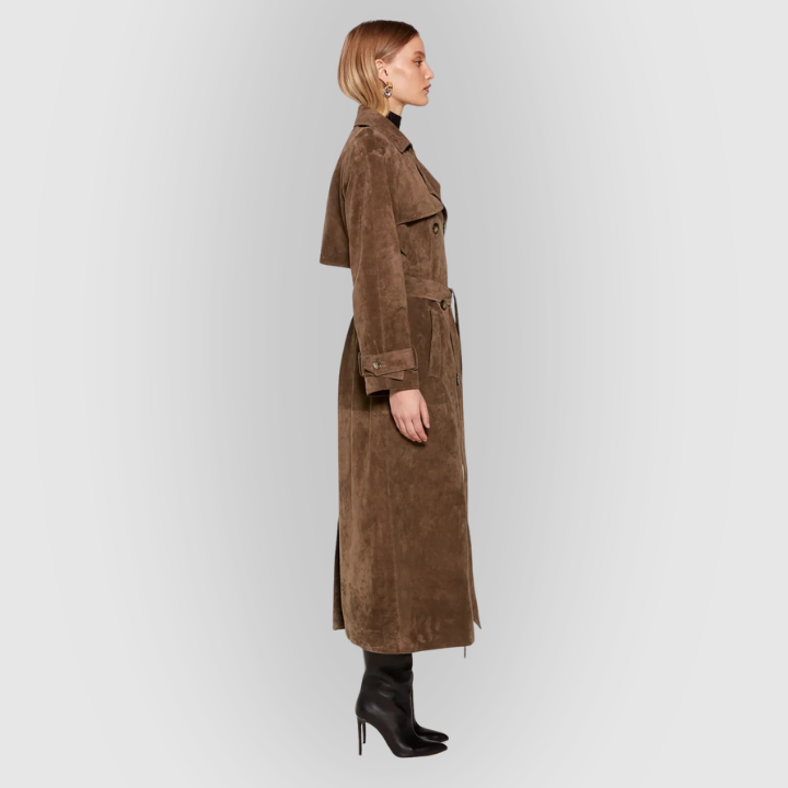 Corduroy Belted Long Trench Coat