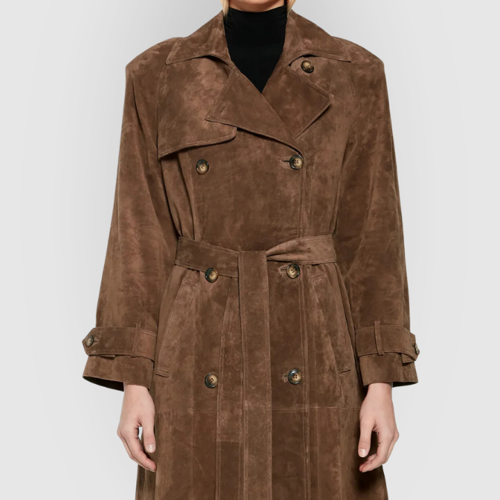 Corduroy Belted Long Trench Coat