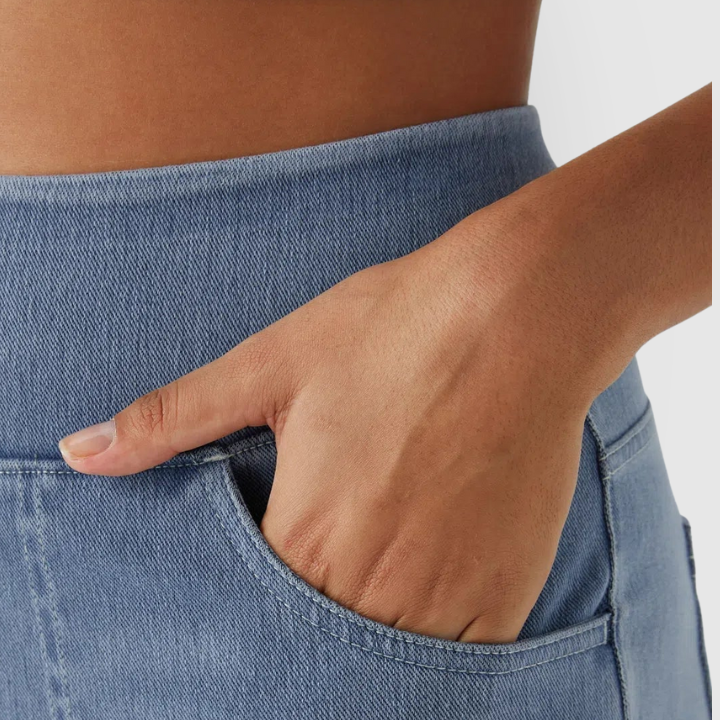 High-Waist Wide-Leg Stretch Denim Women’s Pants