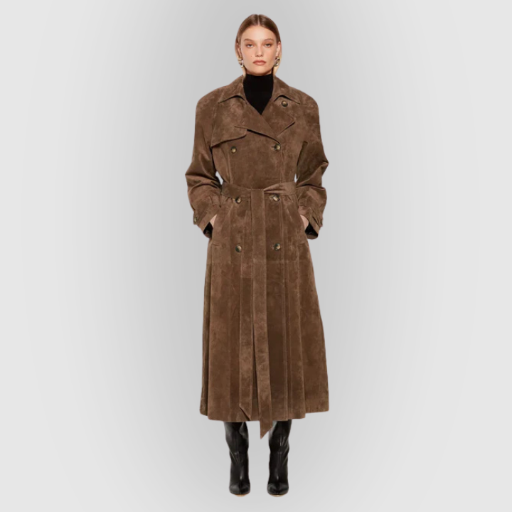 Corduroy Belted Long Trench Coat