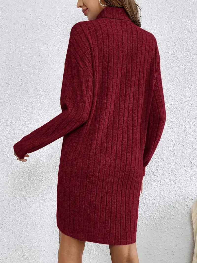 Ribbed Long Sleeve Knit Mini Dress for Cozy Chic Style