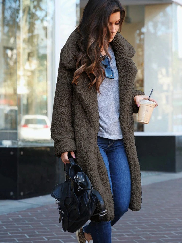 Women’s Long Sherpa Teddy Coat