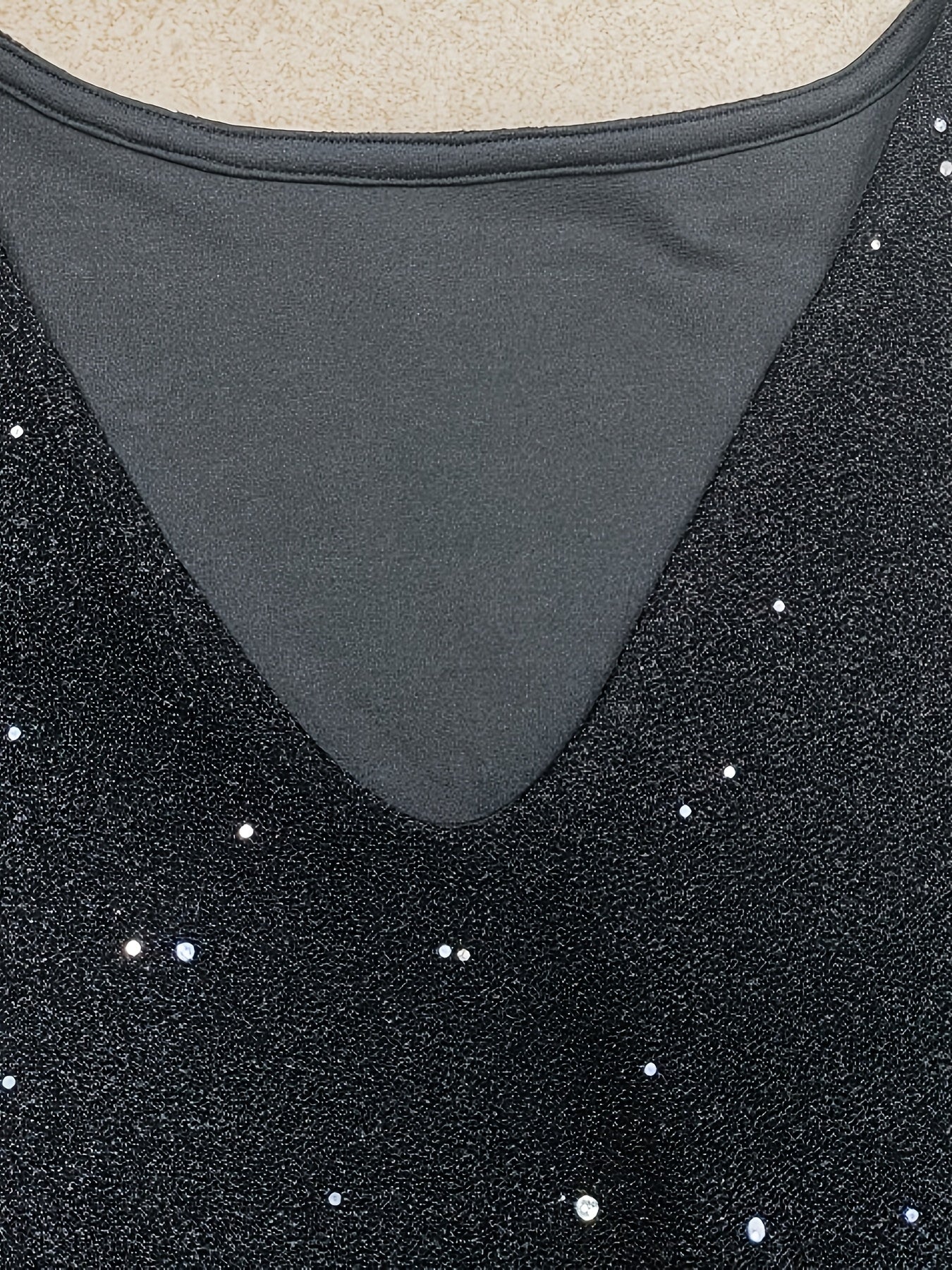 Sequin V-Neck Long Sleeve Mini Dress