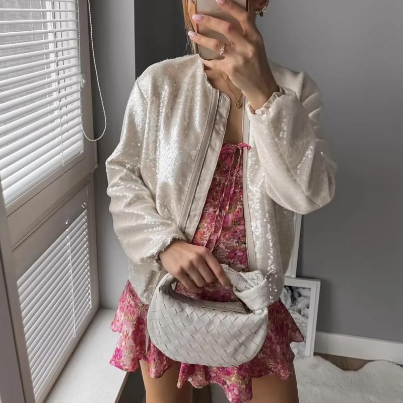 Sequin Embellished Bomber Jacket for Women