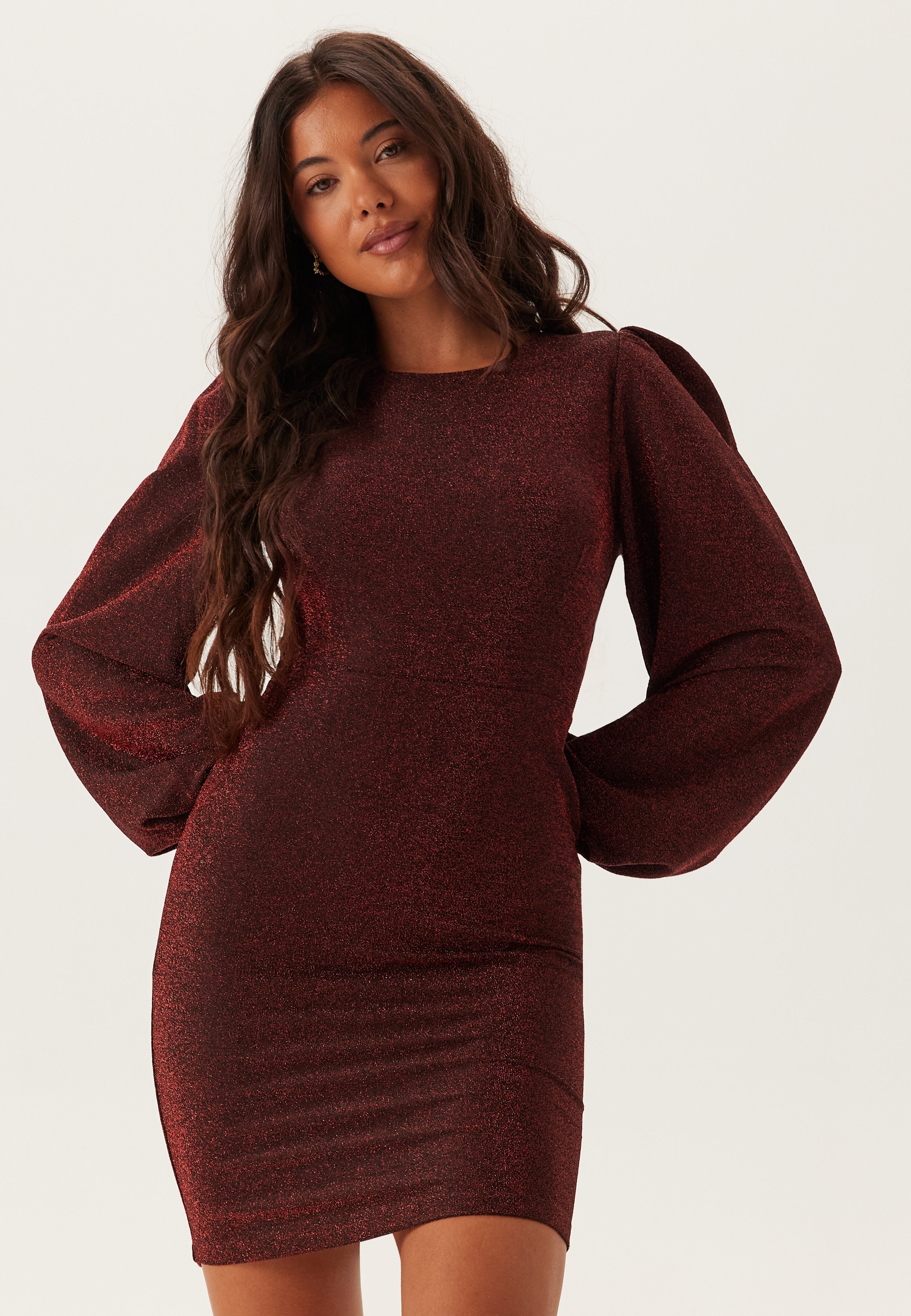 Long Sleeve Glitter Bodycon Mini Dress