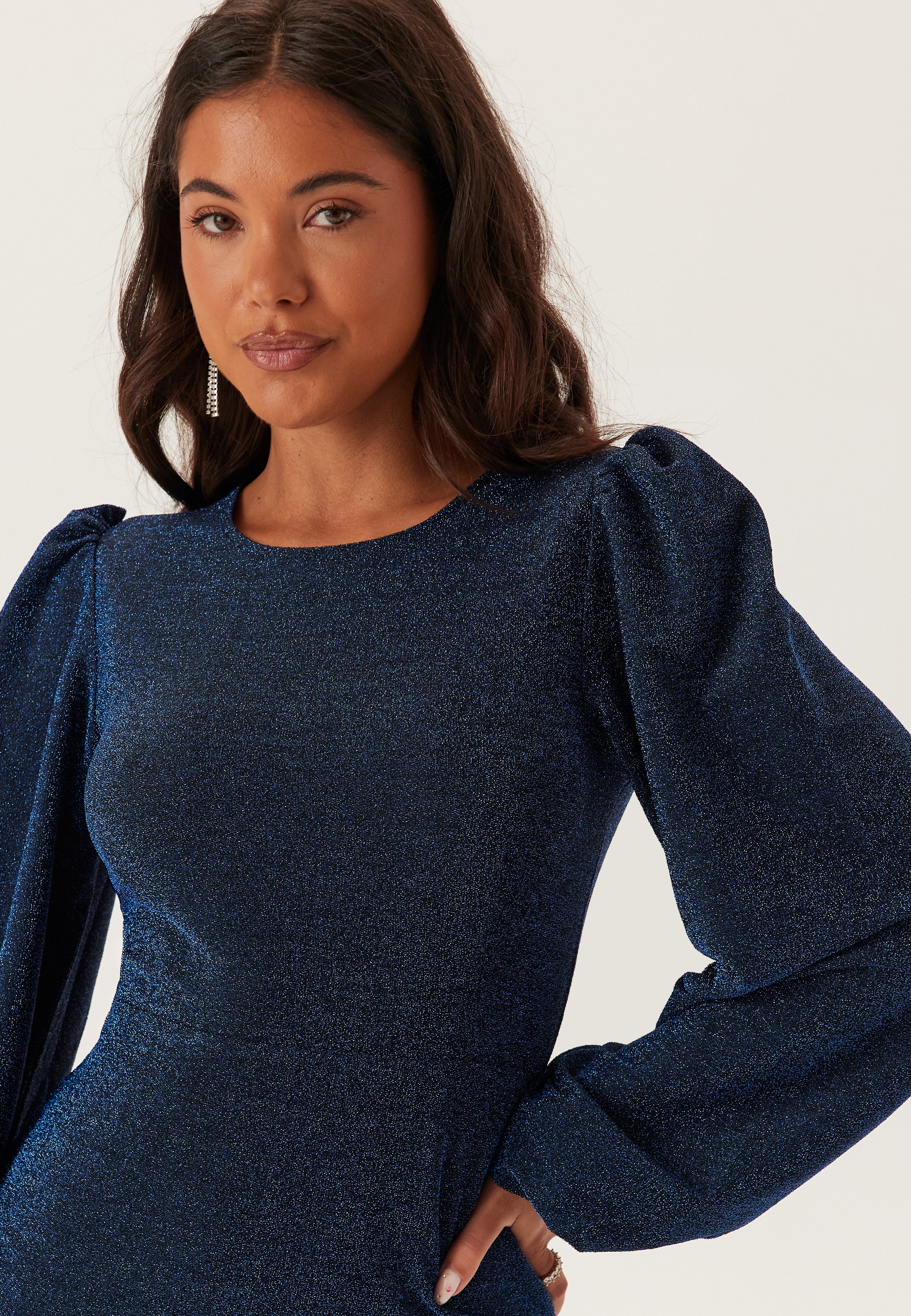 Long Sleeve Glitter Bodycon Mini Dress