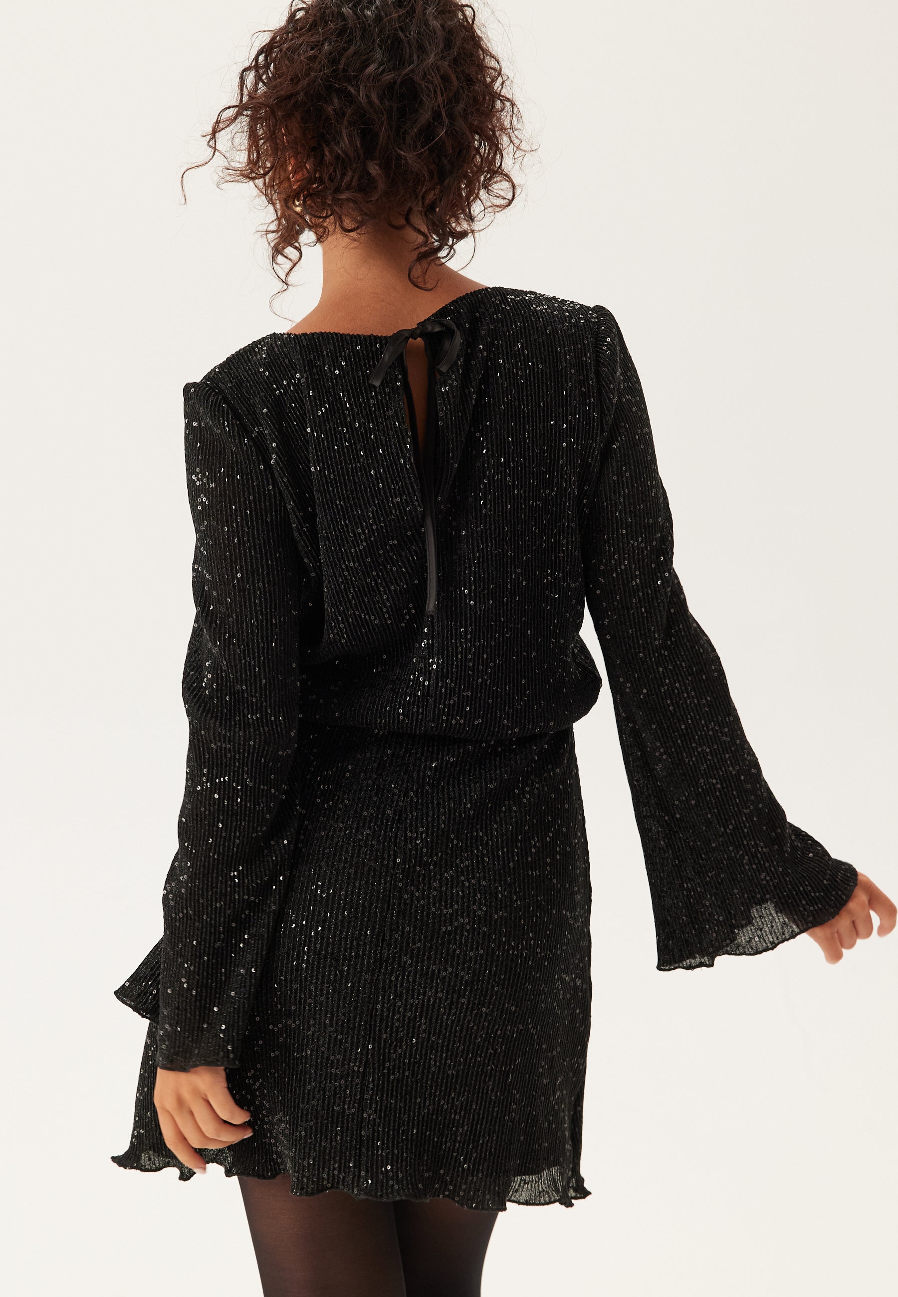 Long Sleeve Sequin Mini Party Dress