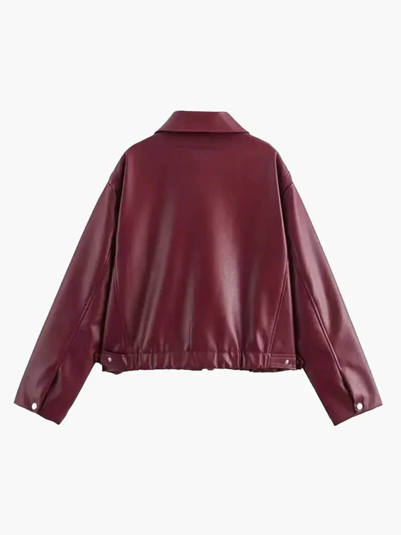 Faux Leather Oversized Jacket for Women