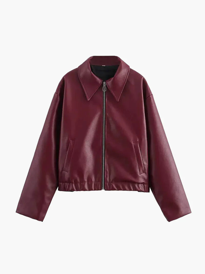 Faux Leather Oversized Jacket for Women