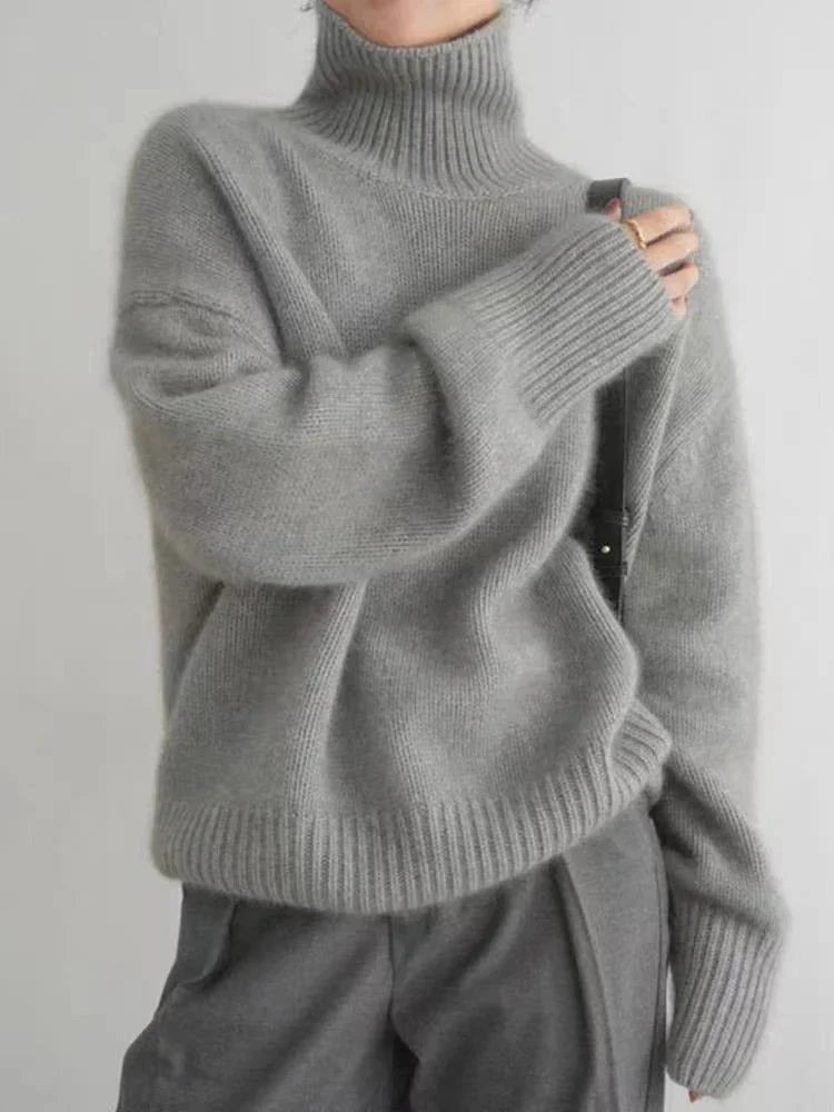 Soft Knit Turtleneck Sweater with Relaxed Silhouette