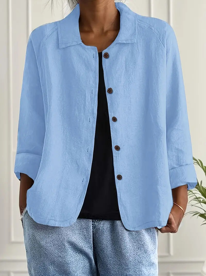 Lightweight Button Front Linen Style Shirt for Everyday Comfort