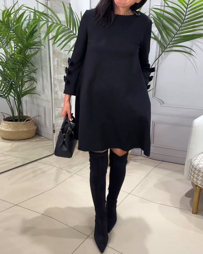 Long Sleeve Loose Fit Swing Mini Dress for Everyday Comfort