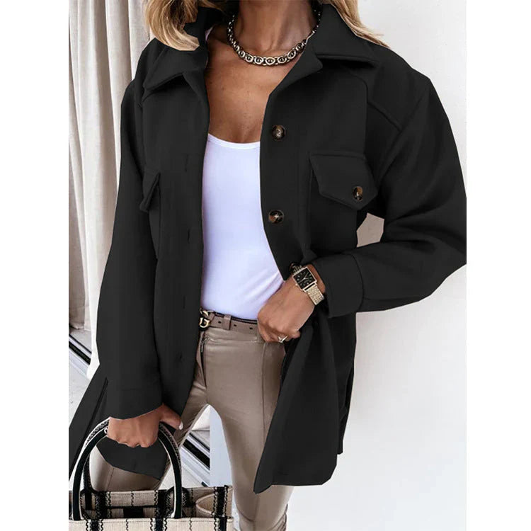Casual Button Down Overshirt Jacket for Women