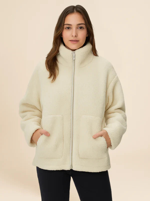 Cozy Zip-Up Fleece Jacket with High Collar