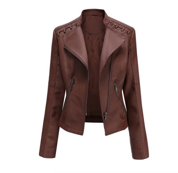 Women’s Faux Leather Moto Biker Jacket
