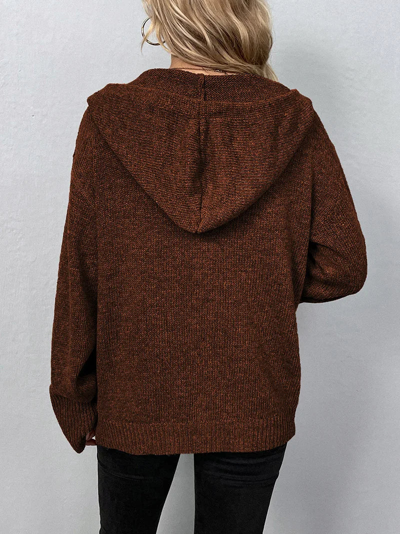 Cozy Knit Hooded Button Cardigan for Effortless Everyday Style