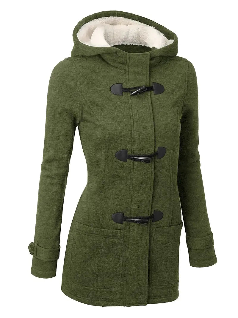 Women’s Hooded Toggle Coat with Warm Fleece Lining