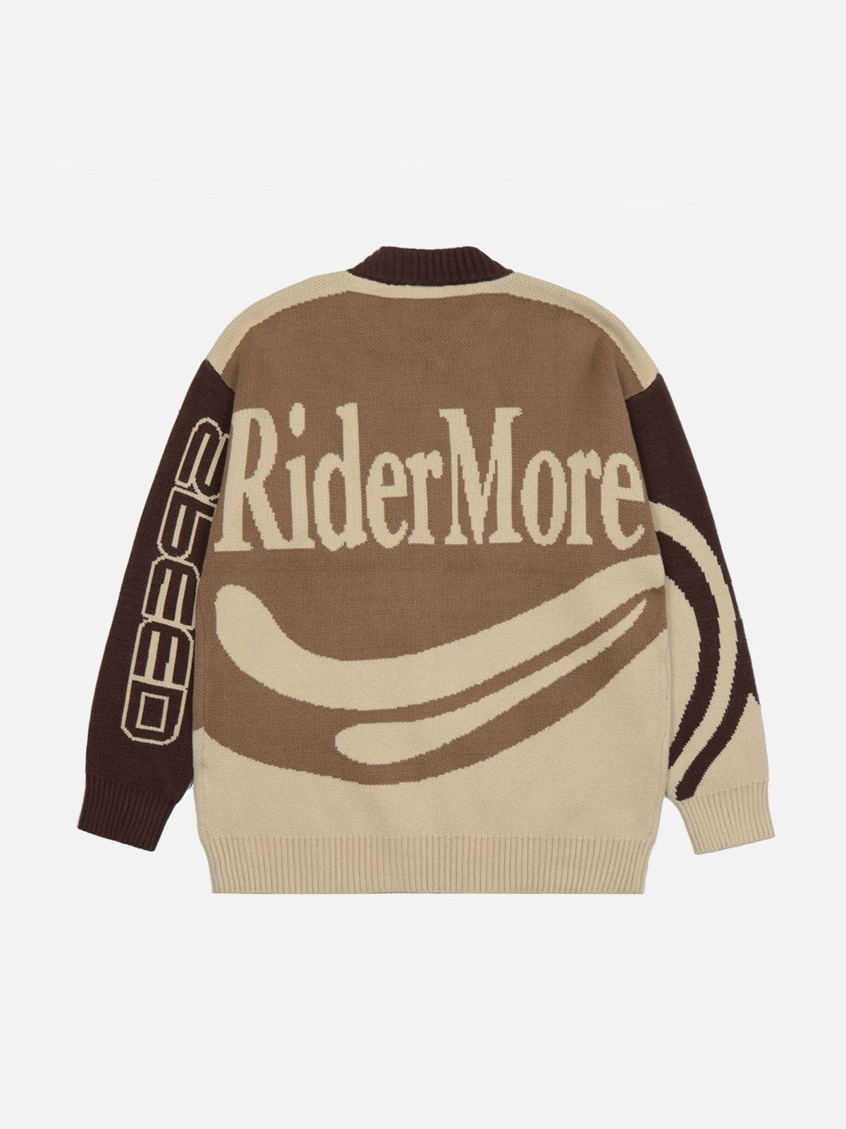 RiderMore Varsity-Style Graphic Knit Jacket