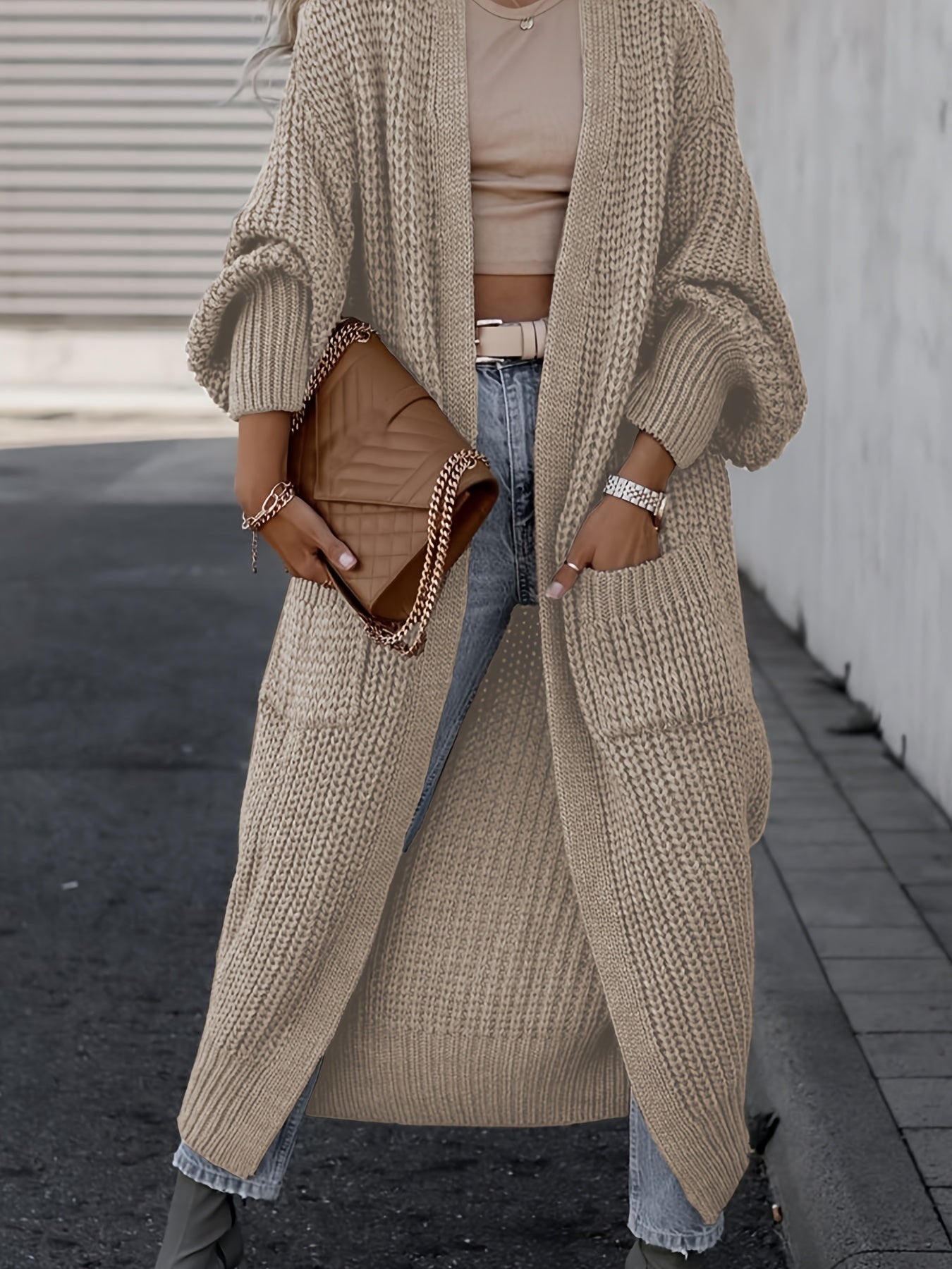 Chunky Knit Longline Open-Front Cardigan