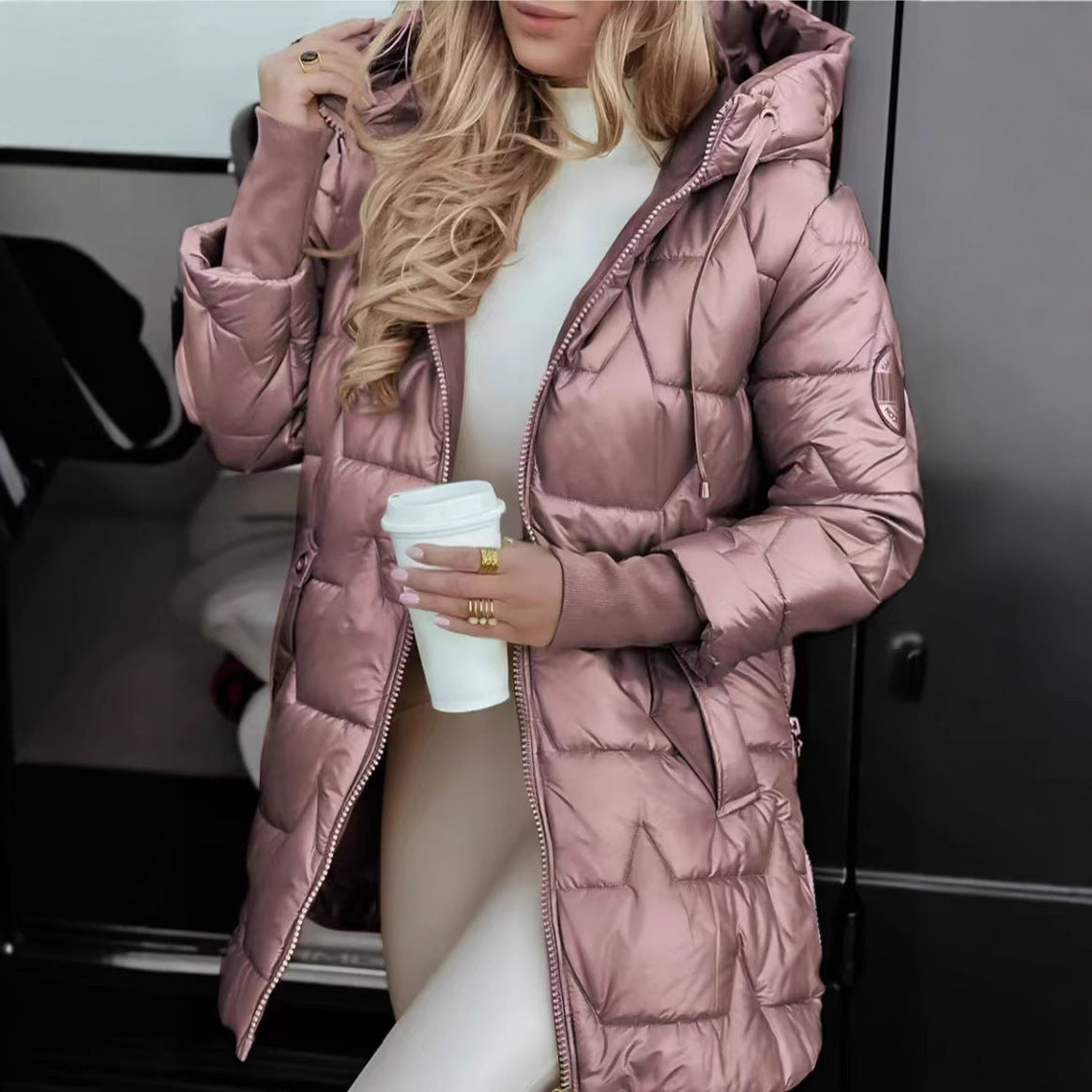 Women’s Padded Hooded Winter Coat with Warm Quilted Design