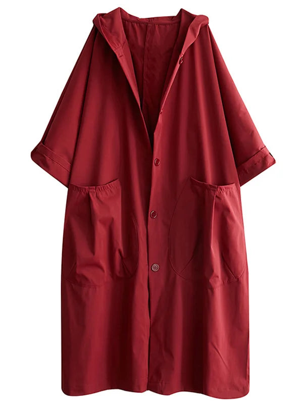 Relaxed Fit Hooded Long Coat for Effortless Everyday Style