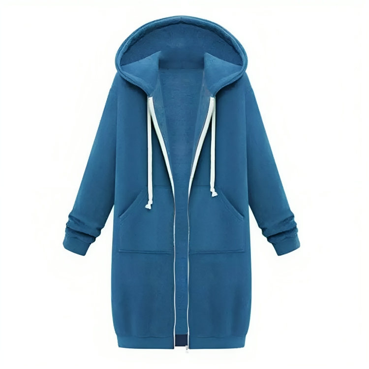Long Hooded Zip Up Sweatshirt Dress for Casual Comfort
