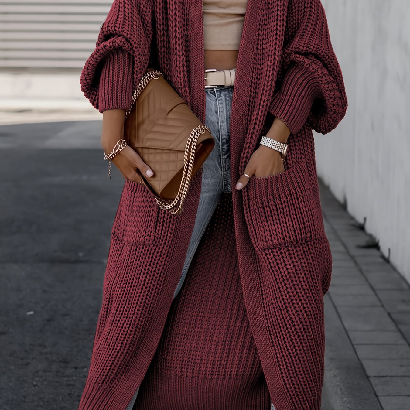 Chunky Knit Longline Open-Front Cardigan