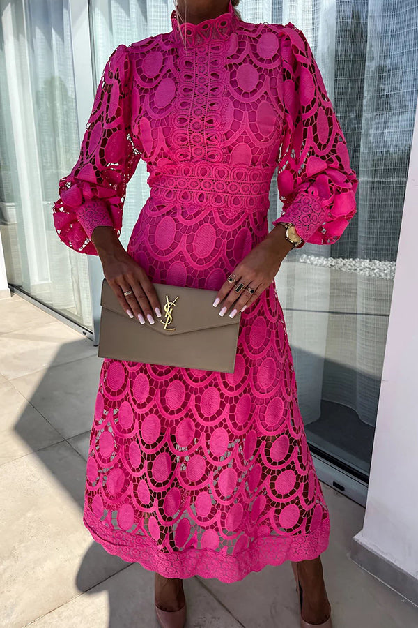 Elegant Lace Long Sleeve Midi Dress for Timeless Style