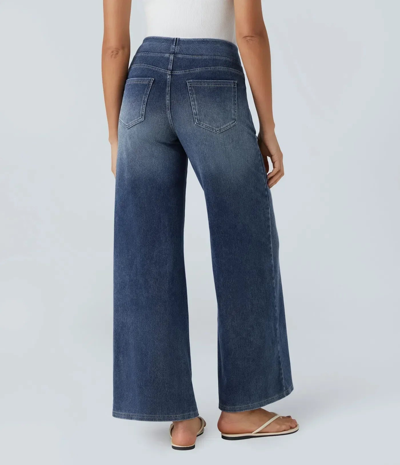 High-Waist Wide-Leg Stretch Denim Jeans for Women