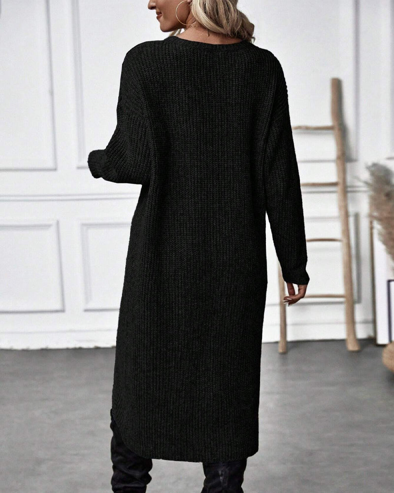 Asymmetrical Knit Sweater Dress for Effortless Casual Style