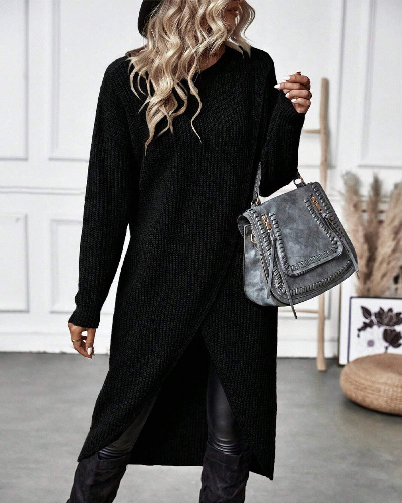 Asymmetrical Knit Sweater Dress for Effortless Casual Style