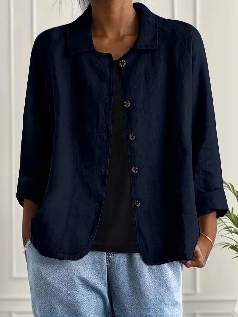 Lightweight Button Front Linen Style Shirt for Everyday Comfort