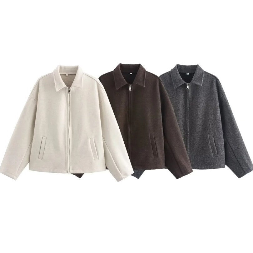 Wool Blend Cropped Jacket for Women