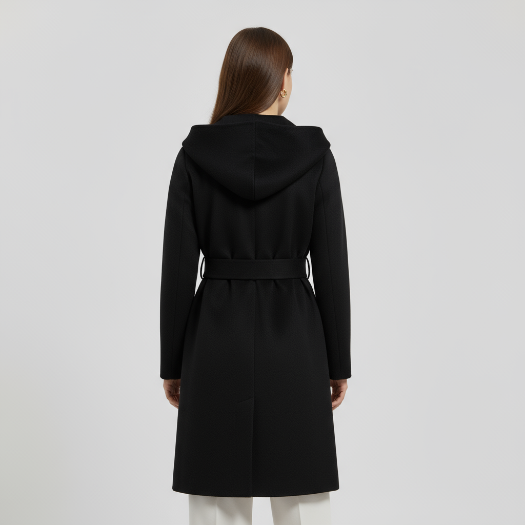 Women’s Hooded Wrap Coat with Belted Waist