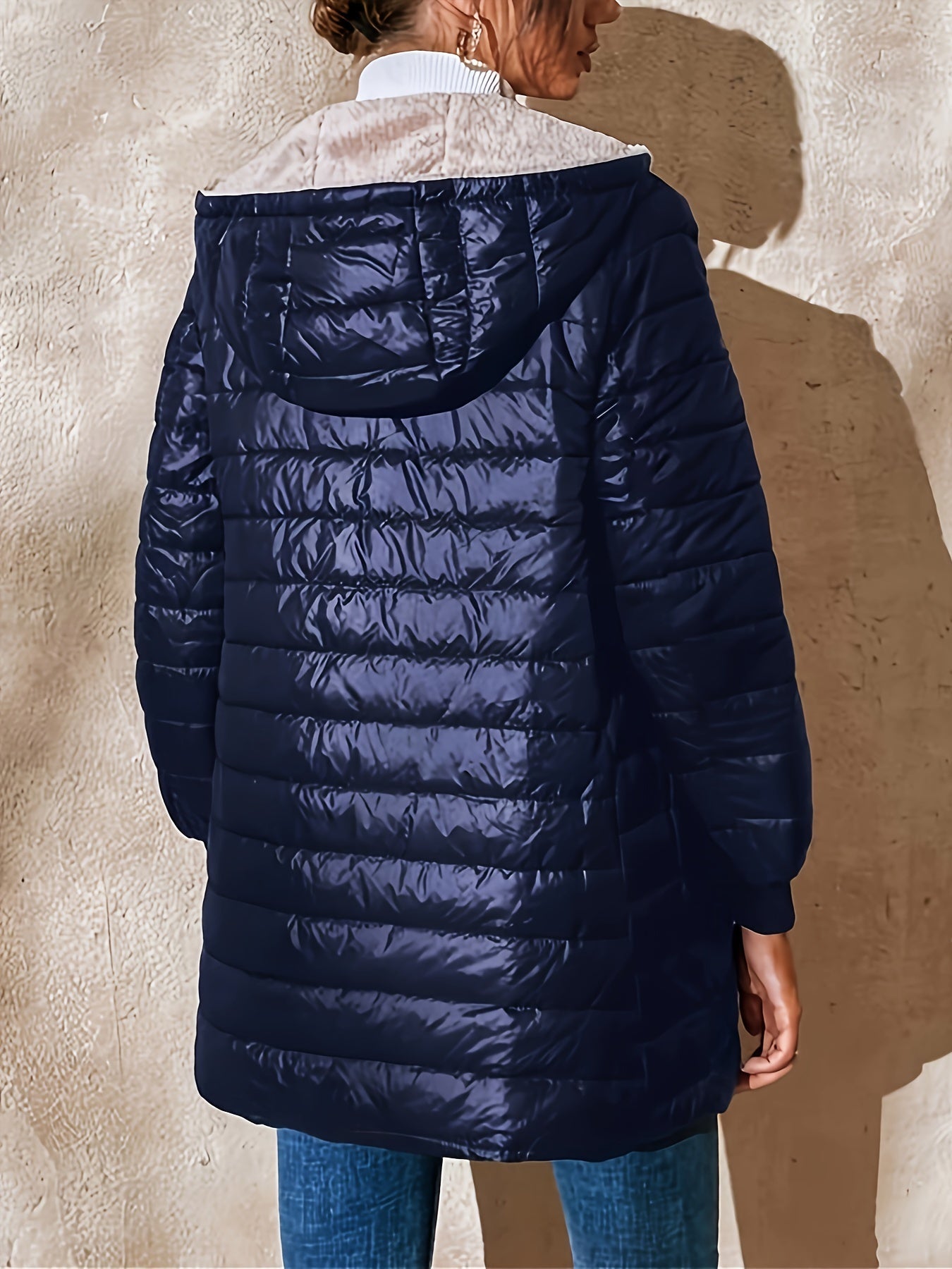 Women’s Long Padded Hooded Jacket – Lightweight Warm Quilted Coat