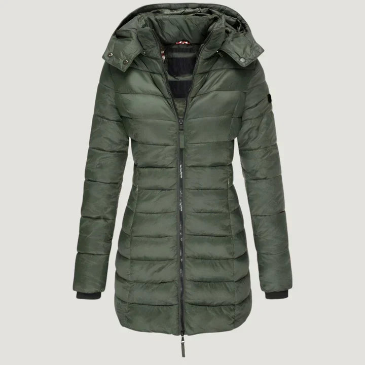 Long Hooded Lightweight Puffer Winter Coat