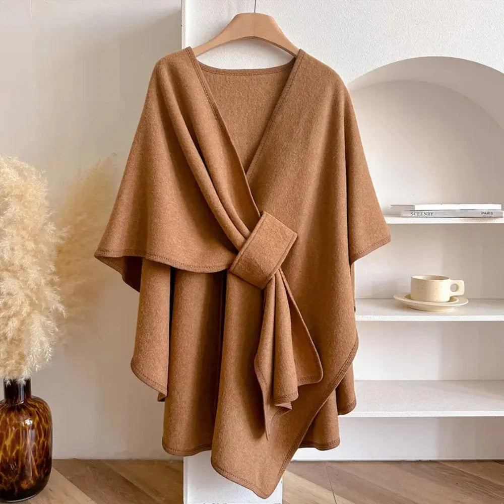 Wrap Front Knit Cape for Elegant Everyday Layering