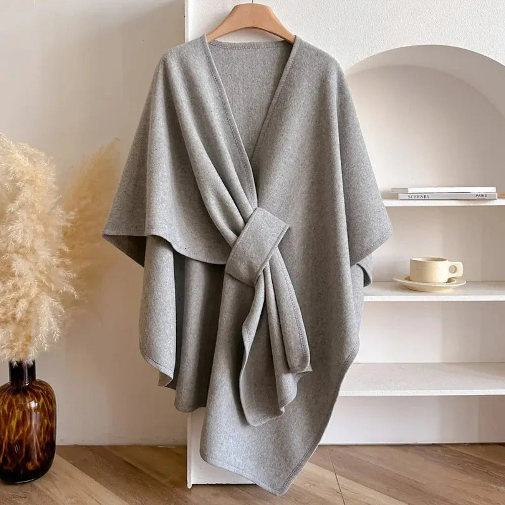Wrap Front Knit Cape for Elegant Everyday Layering