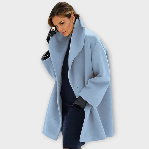 Women’s Oversized Wool Blend Coat with High Collar