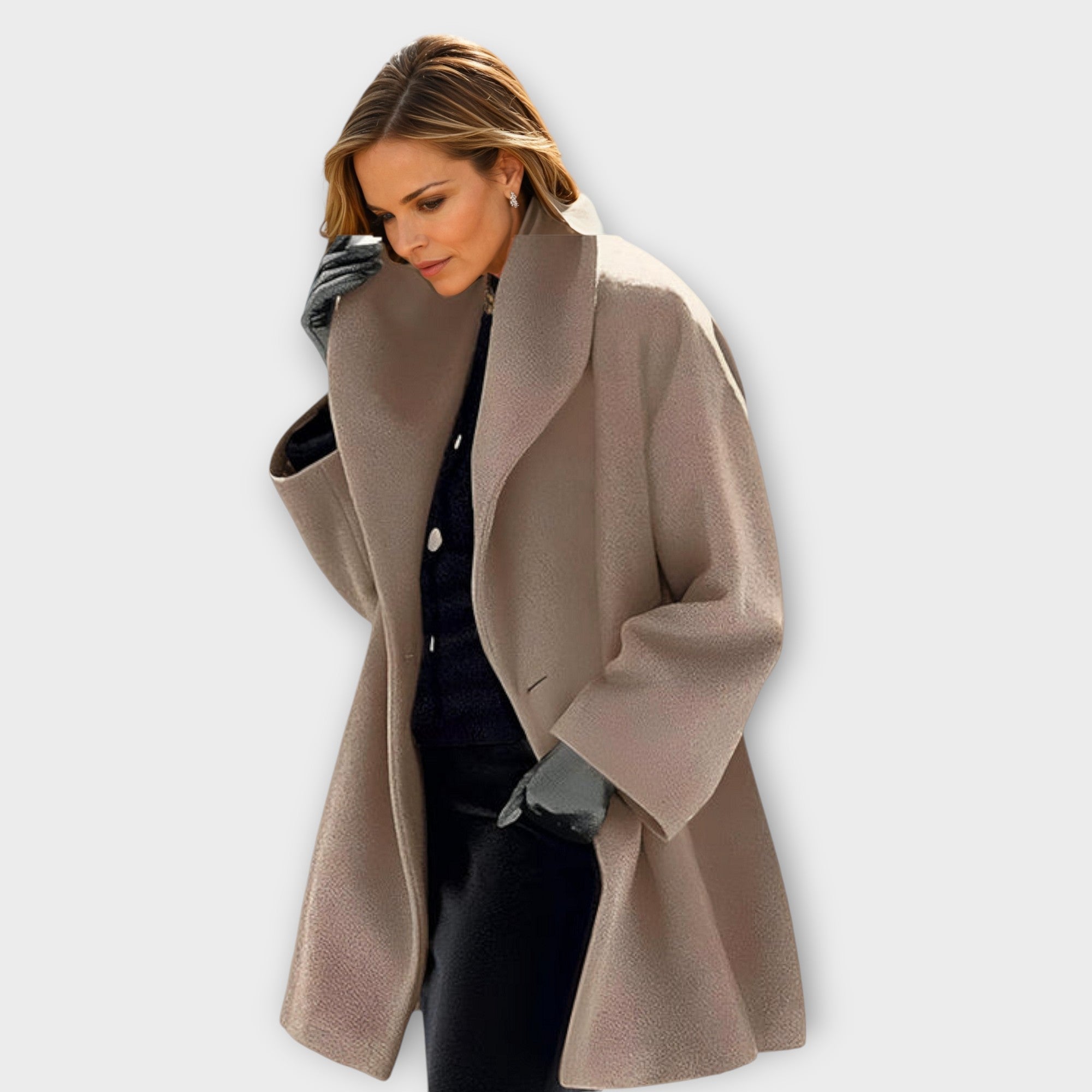 Elegant Oversized Open Front Wool Blend Coat