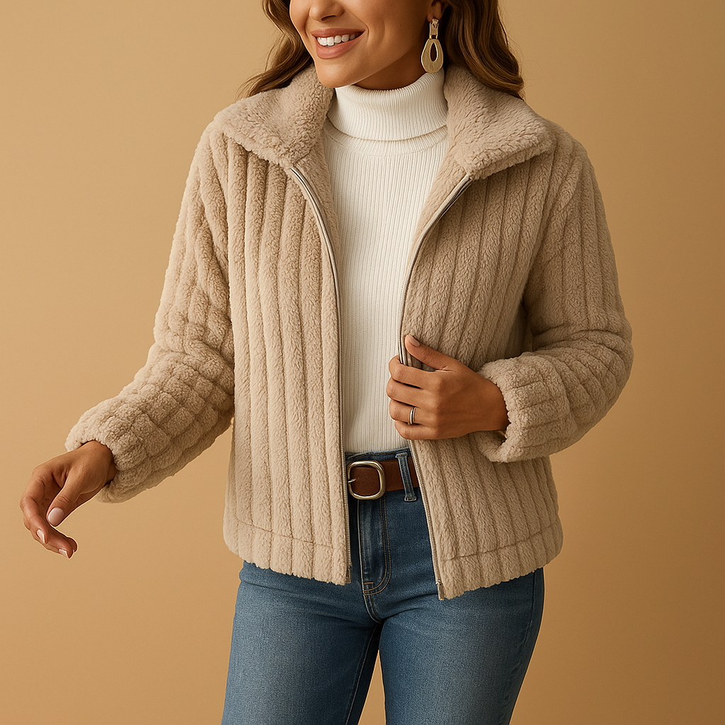 Women’s Cozy Zip-Up Ribbed Knit Sweater Jacket